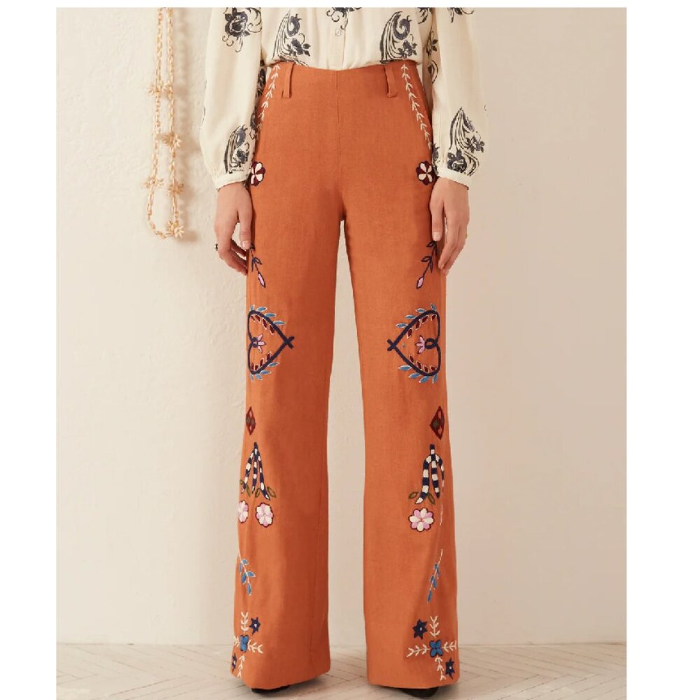 Alix of Bohemia *NEW* Charlie Sienna Poppy Embroidered Pant